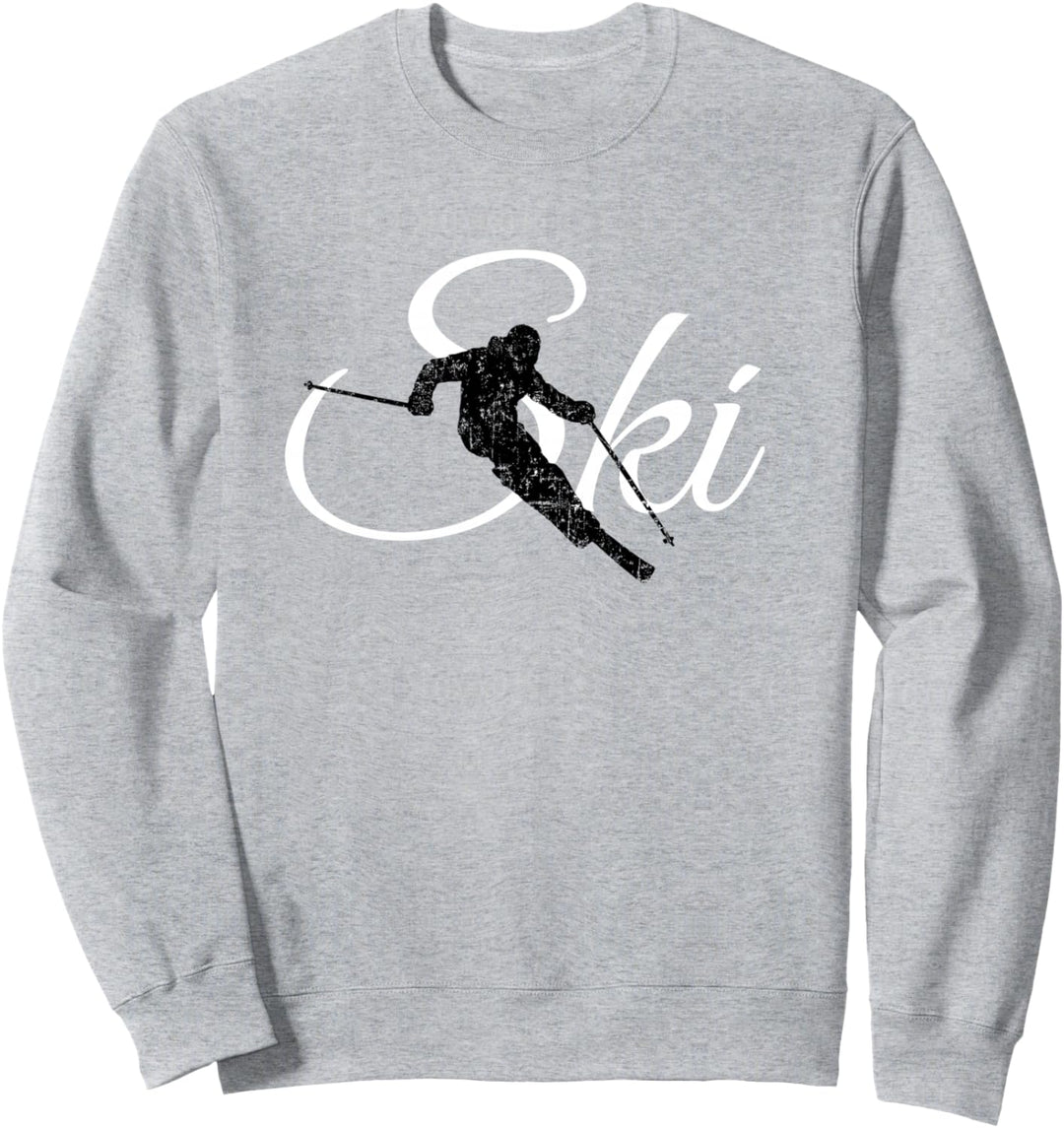 Ski (Vintage Schwarz/Weiss) Skifahren Skifahrer Sweatshirt