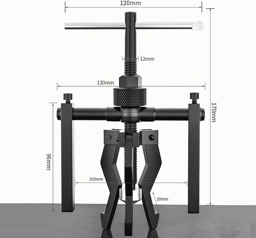3-Backen Innenlager-Abzieher, Lager Abzieher mit 3 Arming | 18 bis 40 mm | 1 Ton | Aus Chrom-Vanadiu