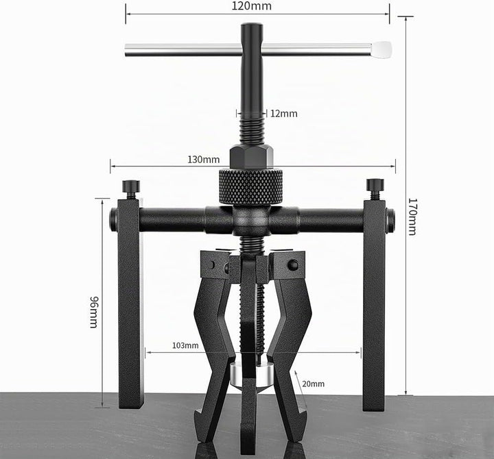 3-Backen Innenlager-Abzieher, Lager Abzieher mit 3 Arming | 18 bis 40 mm | 1 Ton | Aus Chrom-Vanadiu