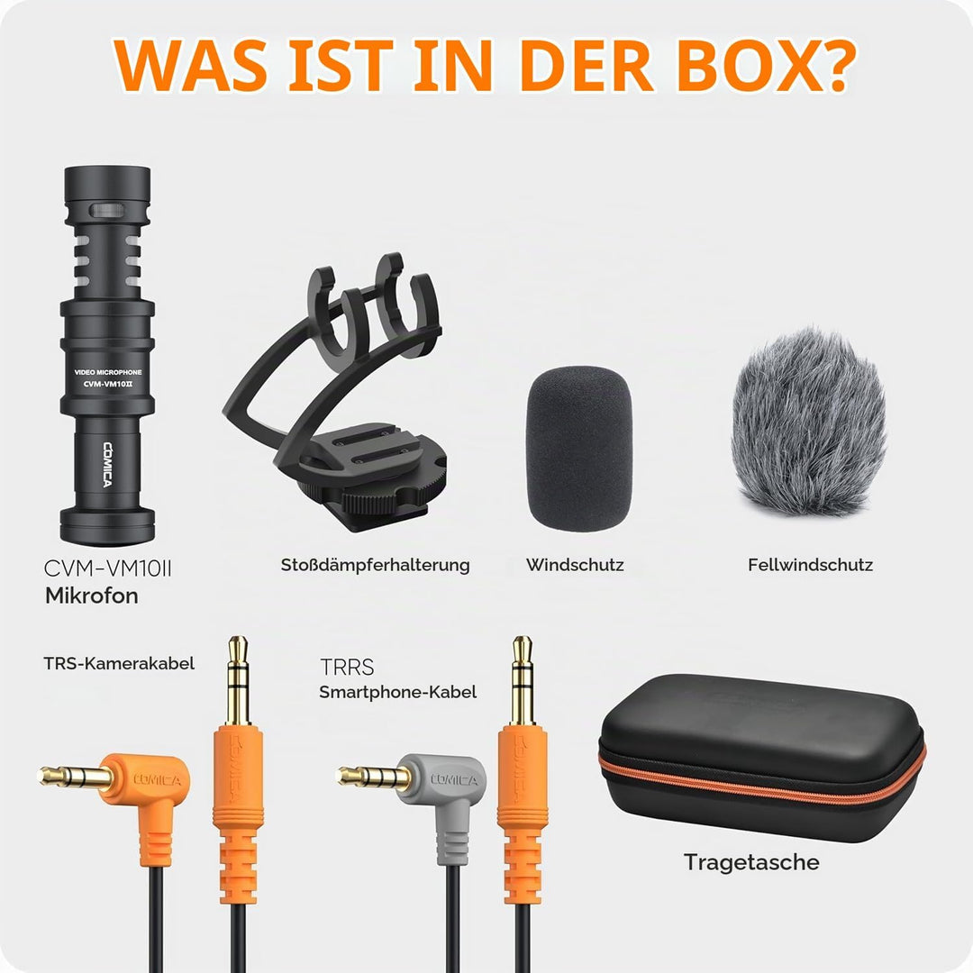 comica Kamera Mikrofon,CVM-VM10II Richtmikrofon Cardioid Shotgun Video Camcorder Mikrofon für Canon,