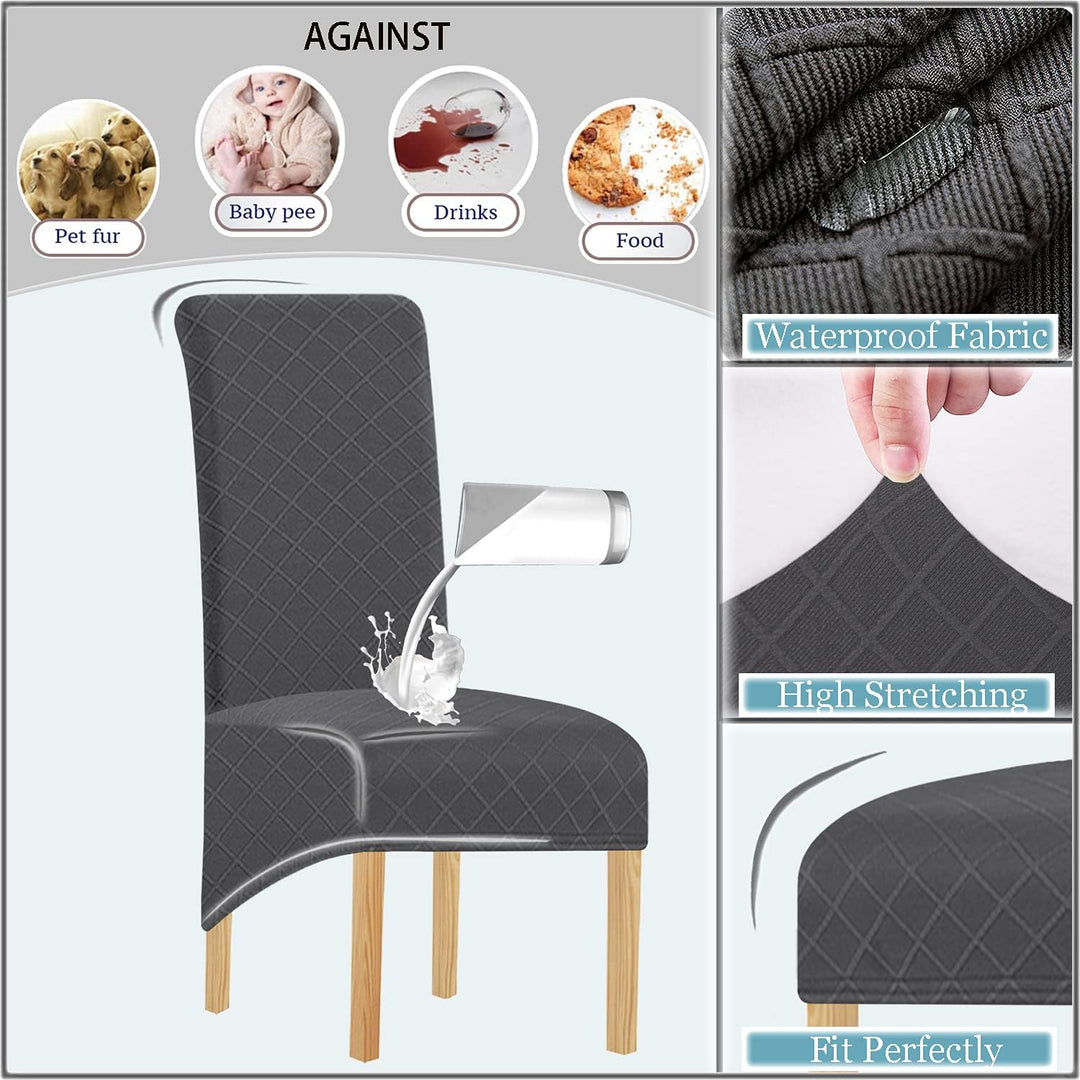SHENGYIJING 1/2/4/6 PCS Diamond Lattice FStretch wasserdichte XL Stuhlhussen für Esszimmer, Spandex