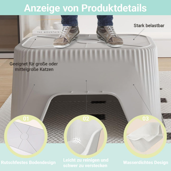 Katzenklo Gross 64x45x33cm, Katzenklo Hoher Rand Ohne Deckel, Katzentoiletten Offen, Spritzwasserges