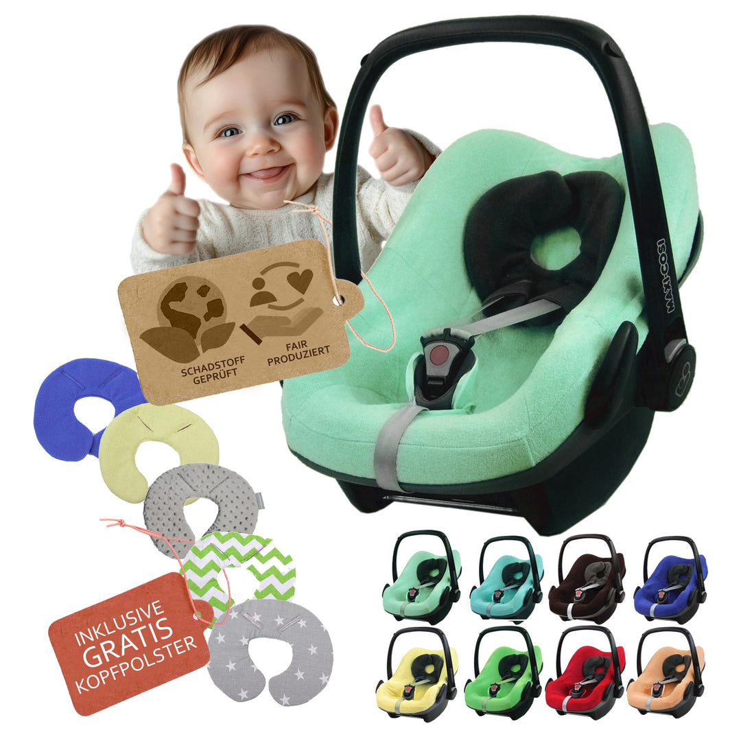 Frottee Sommerbezug [Schonbezug für Babyschale] Autositz kompatibel mit Maxi Cosi Pebble und Pebble