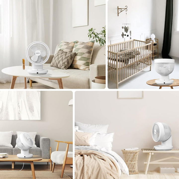 LeaderPro Ventilator mit Fernbedienung, Tischventilator mit Näherungssensor für Menschen, 360° verti