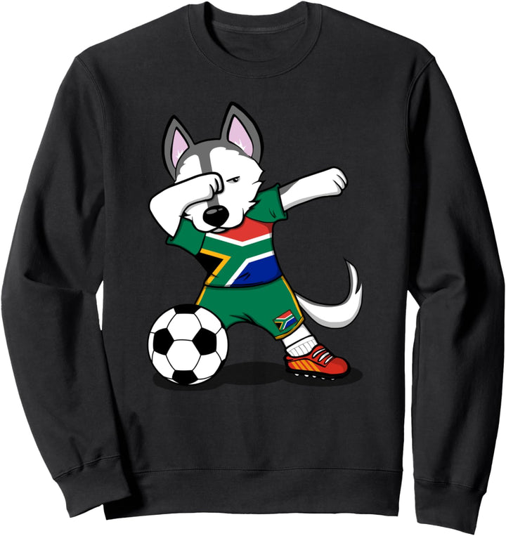 Tupfen Husky Dog Südafrika Fussball - Südafrikanische Flagge Sweatshirt