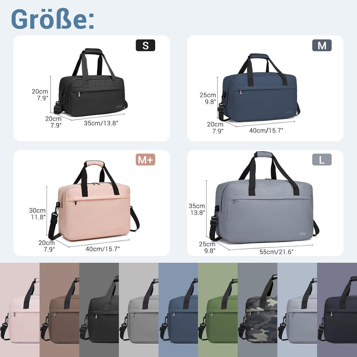 Kono Reisetasche Weekender Tasche Ryanair Handgepäck Unisex Gym Wochenendtasche L(55x35x25cm) Schwar