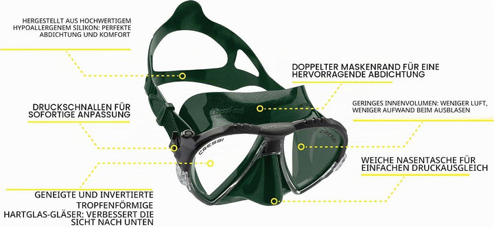Cressi Matrix Tauchen Schnorcheln Maske Grün Einheitsgrösse Single, Grün Einheitsgrösse Single