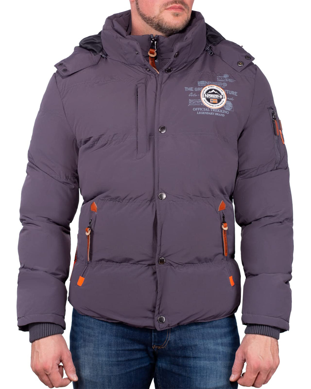 Geographical Norway Herren Winterjacke mit Kapuze Full Zip gefüttert Wind- und Kälteabweisend schnel