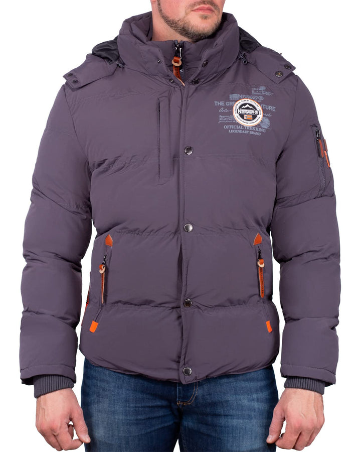 Geographical Norway Herren Winterjacke mit Kapuze Full Zip gefüttert Wind- und Kälteabweisend schnel