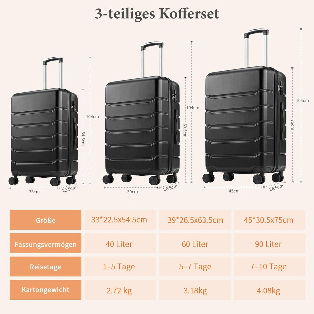 DUMOS 3tlg. Hartschalenkofferset Hard Shell Basic Hartschalenkoffer Trolley Koffer offerset Gepäck R