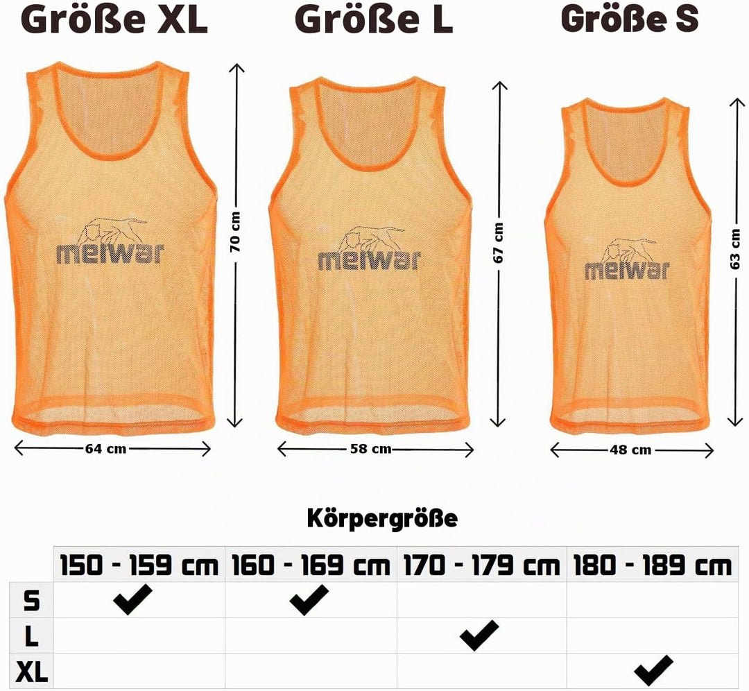 Leibchen - 10er Set Trainingsleibchen I Markierungshemd für Sport, Fussball, Handball in orange, bla