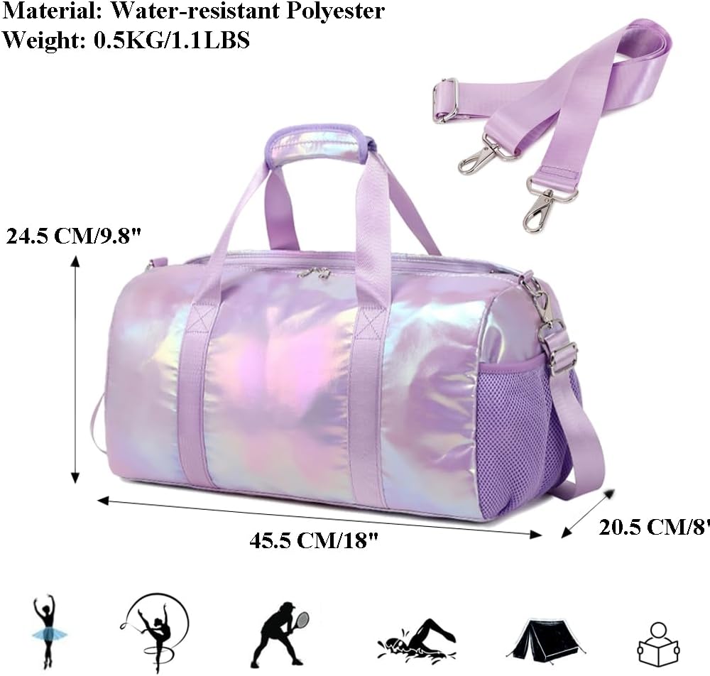 Sporttasche Teenager Mädchen Multifunktion Reisetaschen Trainingstasche Tanztasche Gymnastiktasche M