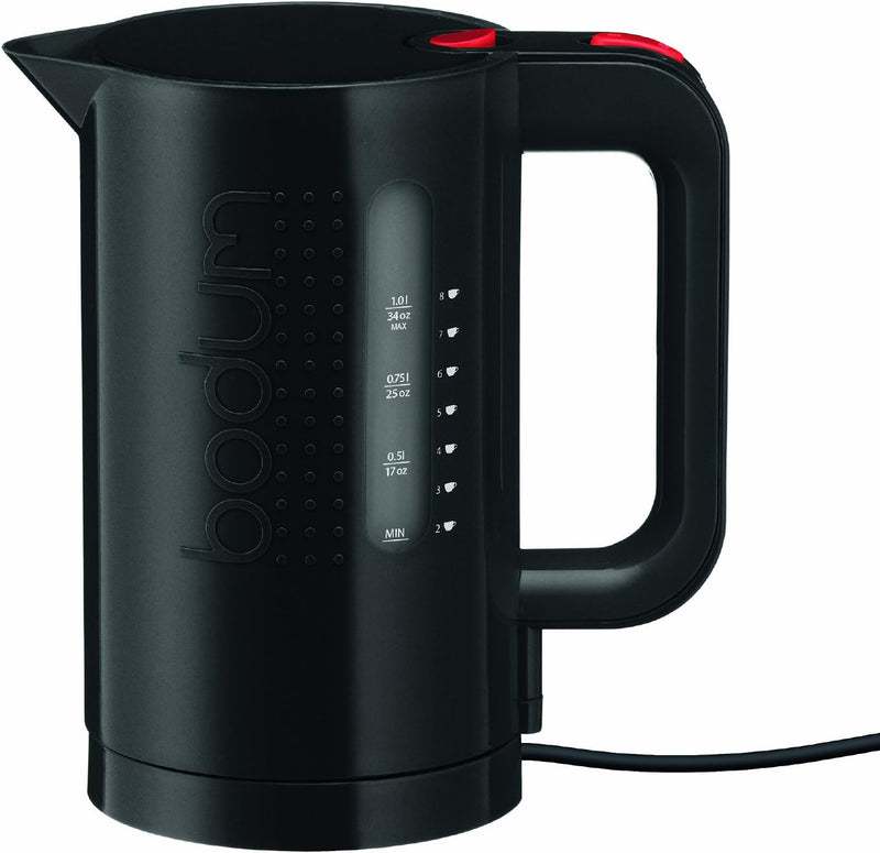 Bodum Bistro Elektrischer Wasserkocher (Automatisches Abschalten, 2200-Watt, 1,0 liters) schwarz Sch