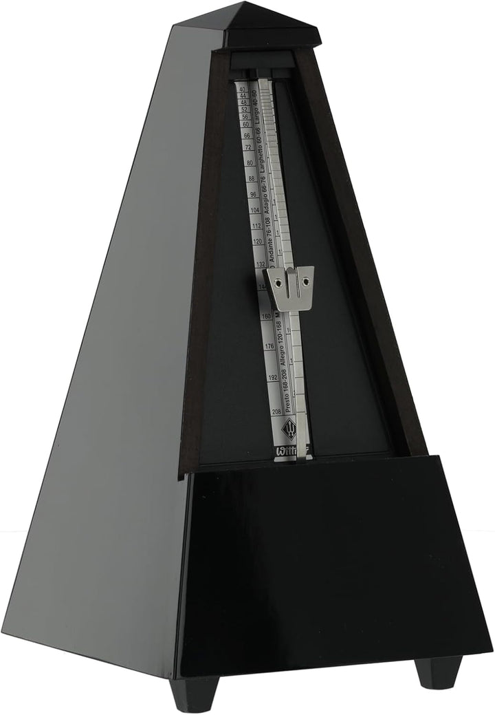 Wittner Metronom 816 Holzgehäuse mit Glocke Taktell Pyramidenform schwarz hochglanz, schwarz hochgla