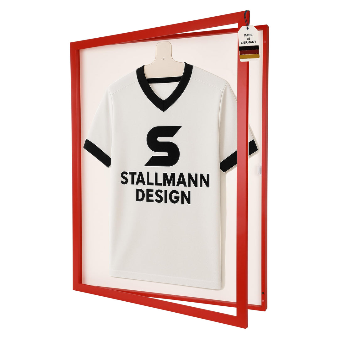 Trikotrahmen mit Drehtür – 'Rot' - Rückwand Weiss | Grösse: 90x70cm - von vorne bestückbar - stabile