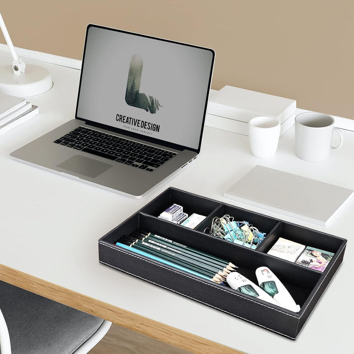 GORESE Valet Tablett, Leder Büro Schublade Schreibtisch Aufbewahrungsbox, Nachttisch Ablageschale, T