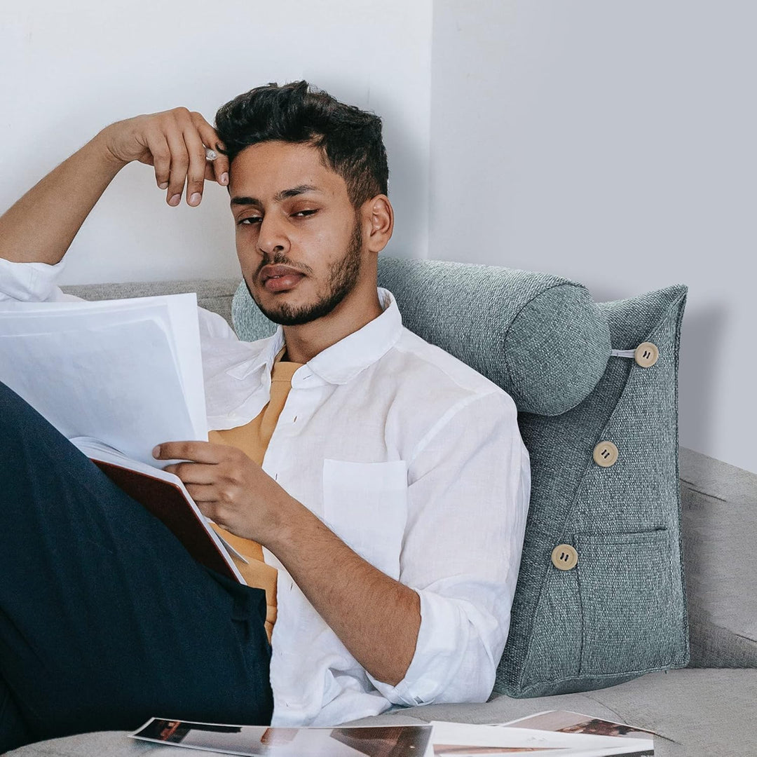 Lesekissen für Bett &amp; Sofa – Ergonomisches Rücken- und Lendenstützkissen mit Stützwinkel, Keilkissen