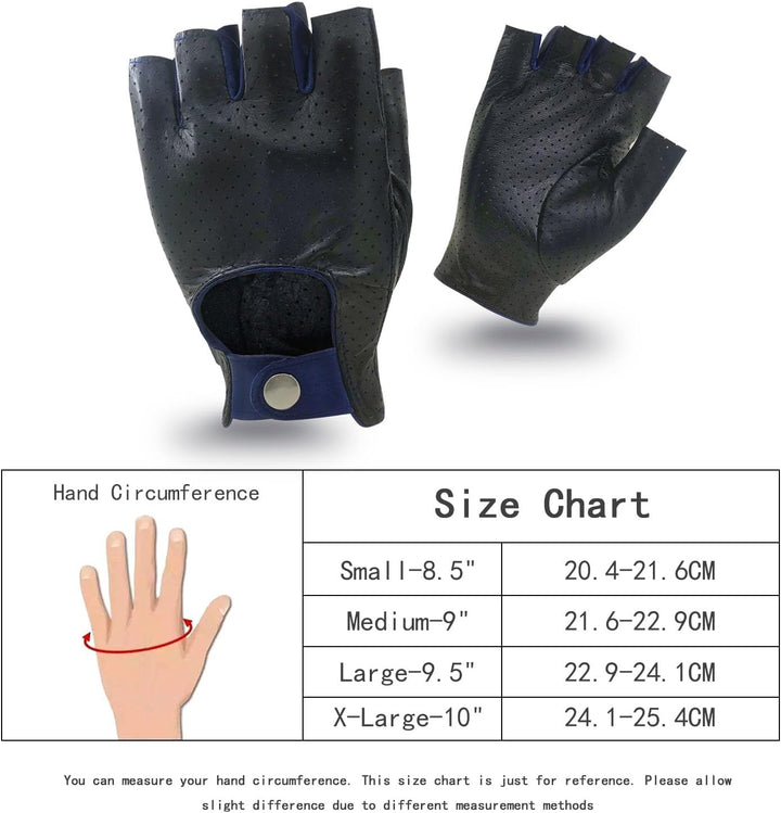 ZLUXURQ Herren-Lederhandschuhe Vollmaschige Fingerlose Halbfinger-Fahrhandschuhe Medium-9" Schwarz u
