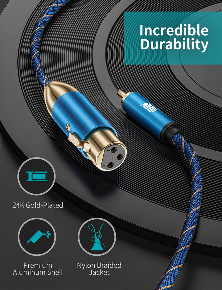 EMK XLR zu RCA Kabel Subwooferkabel XLR Buchse zu RCA Stecker (F-2M) | Cinch Kabel Mikrofonkabel Koa