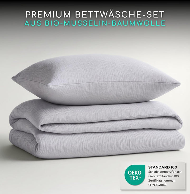ALAVYA HOME® Kinderbettwäsche 100x135 2 teilig |Zertifiziert & für Allergiker geeignet | Mus