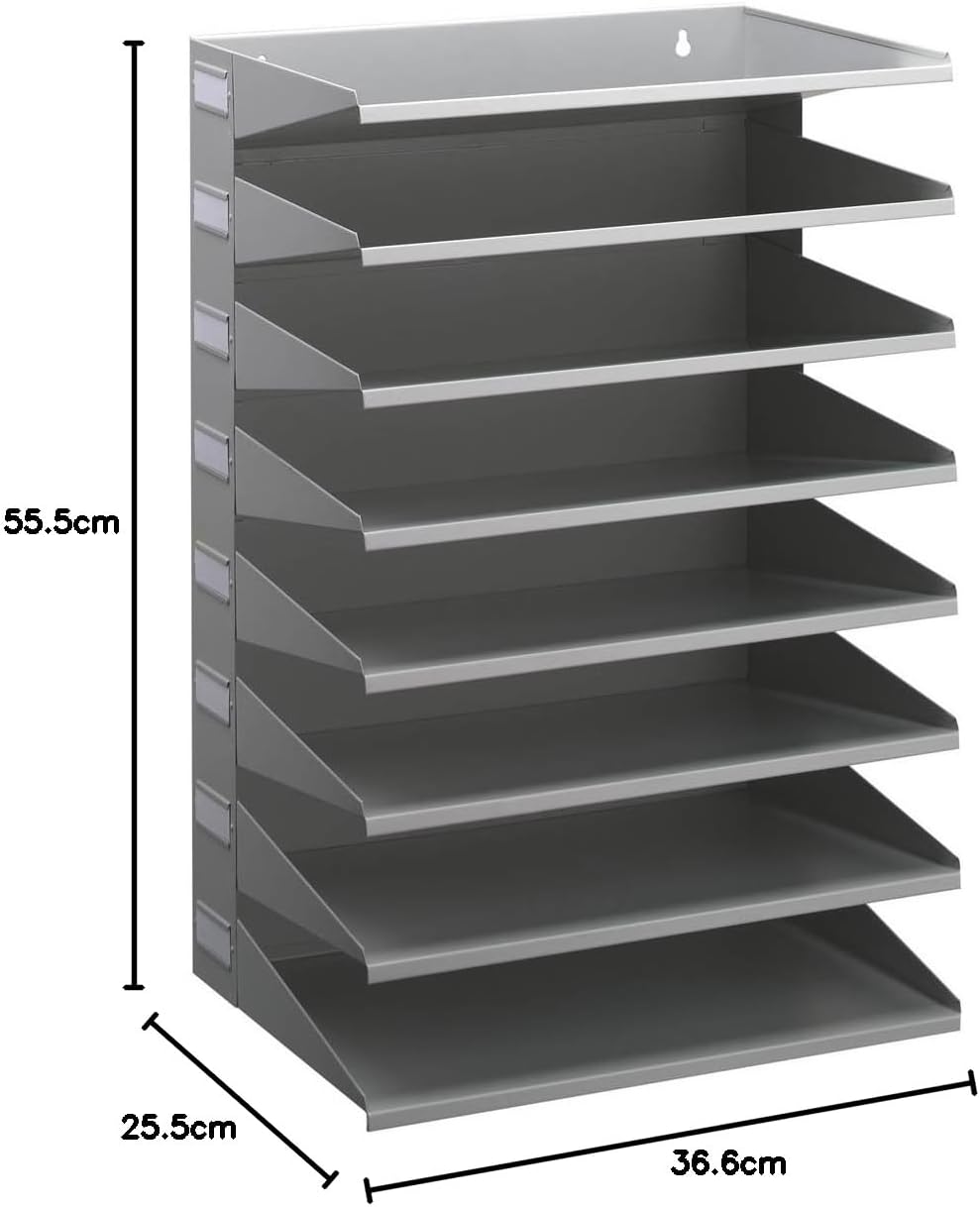 Durable Sortierreck (mit 8 Ablagefächern), für Tisch oder Wand, grau, 336110 Grau 8 Fächer, Grau 8 F