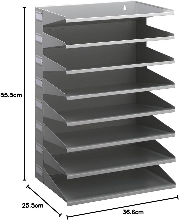 Durable Sortierreck (mit 8 Ablagefächern), für Tisch oder Wand, grau, 336110 Grau 8 Fächer, Grau 8 F