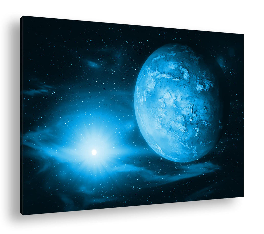 deyoli Dark Planet Mars in unserem Sonnensystem Format 80x60 Effekt: Monocrome Blau als Leinwandbild