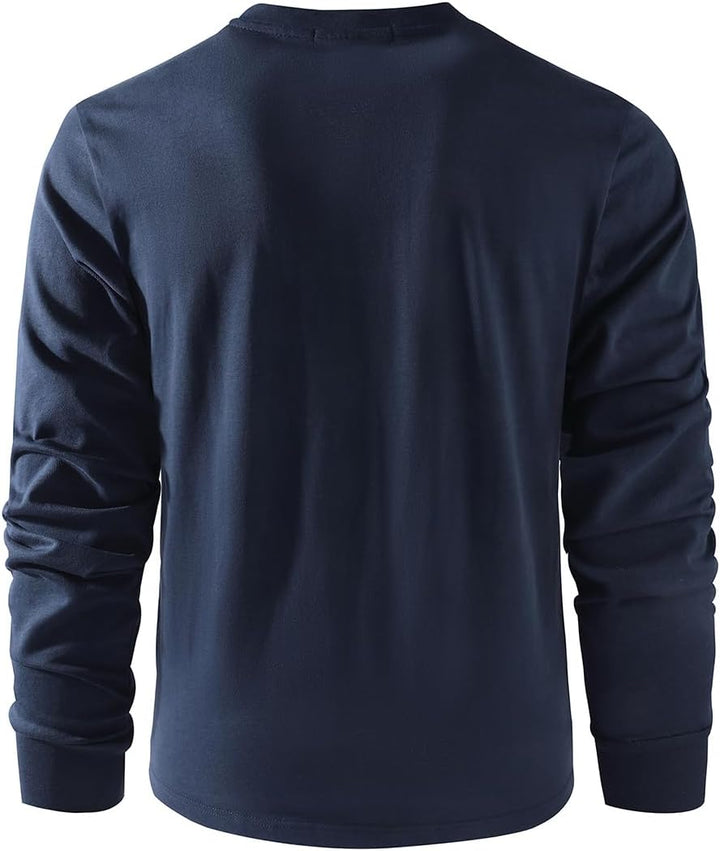 Mr.Stream Herren Henley Shirt Longsleeve Langarmshirt Männer DREI Taste Knopfleiste Baumwolle Beiläu