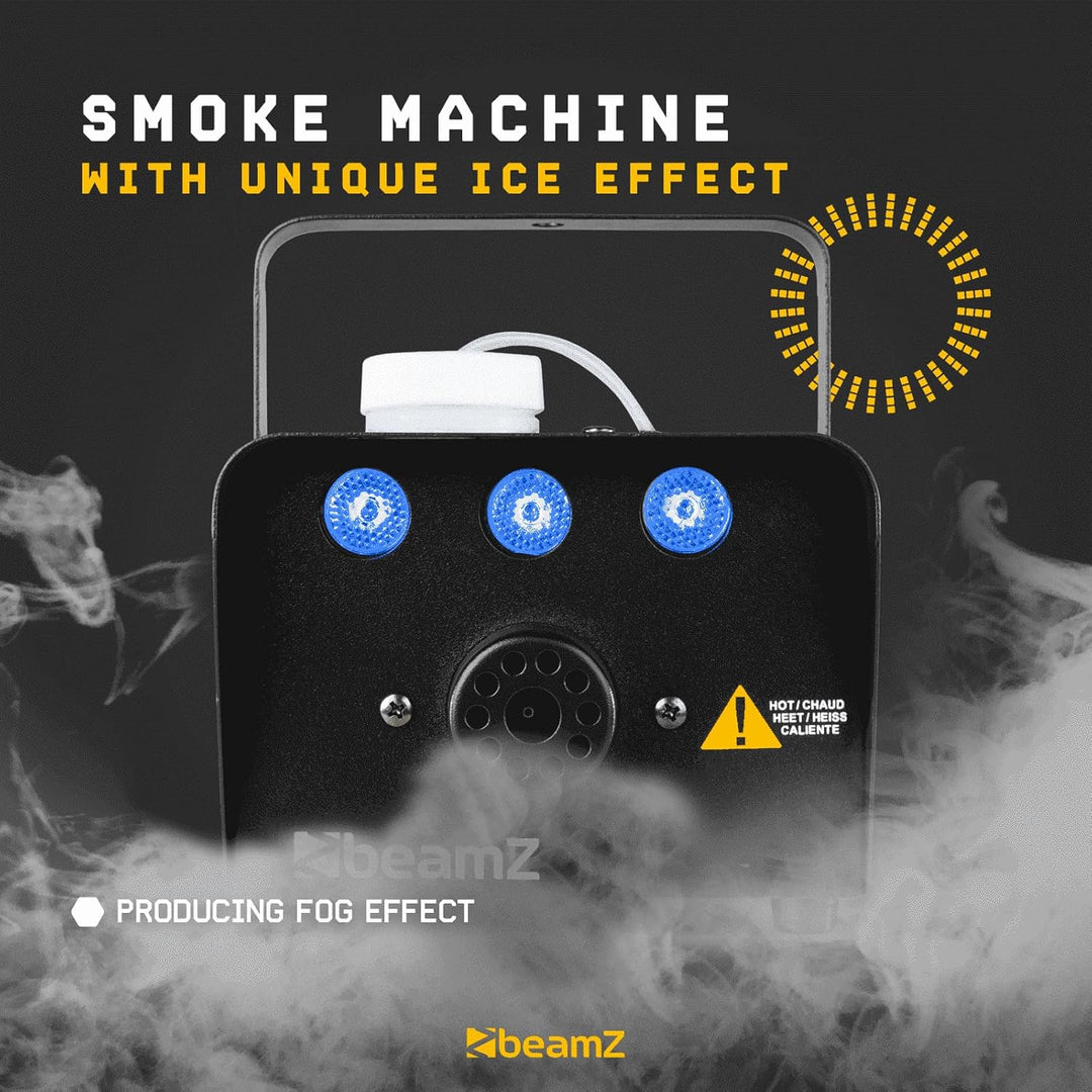 BeamZ S700-LED Ice Mini Nebelmaschine mit Lichteffekt in Blau, 700 Watt, Party Rauchmaschine, Fog Ma