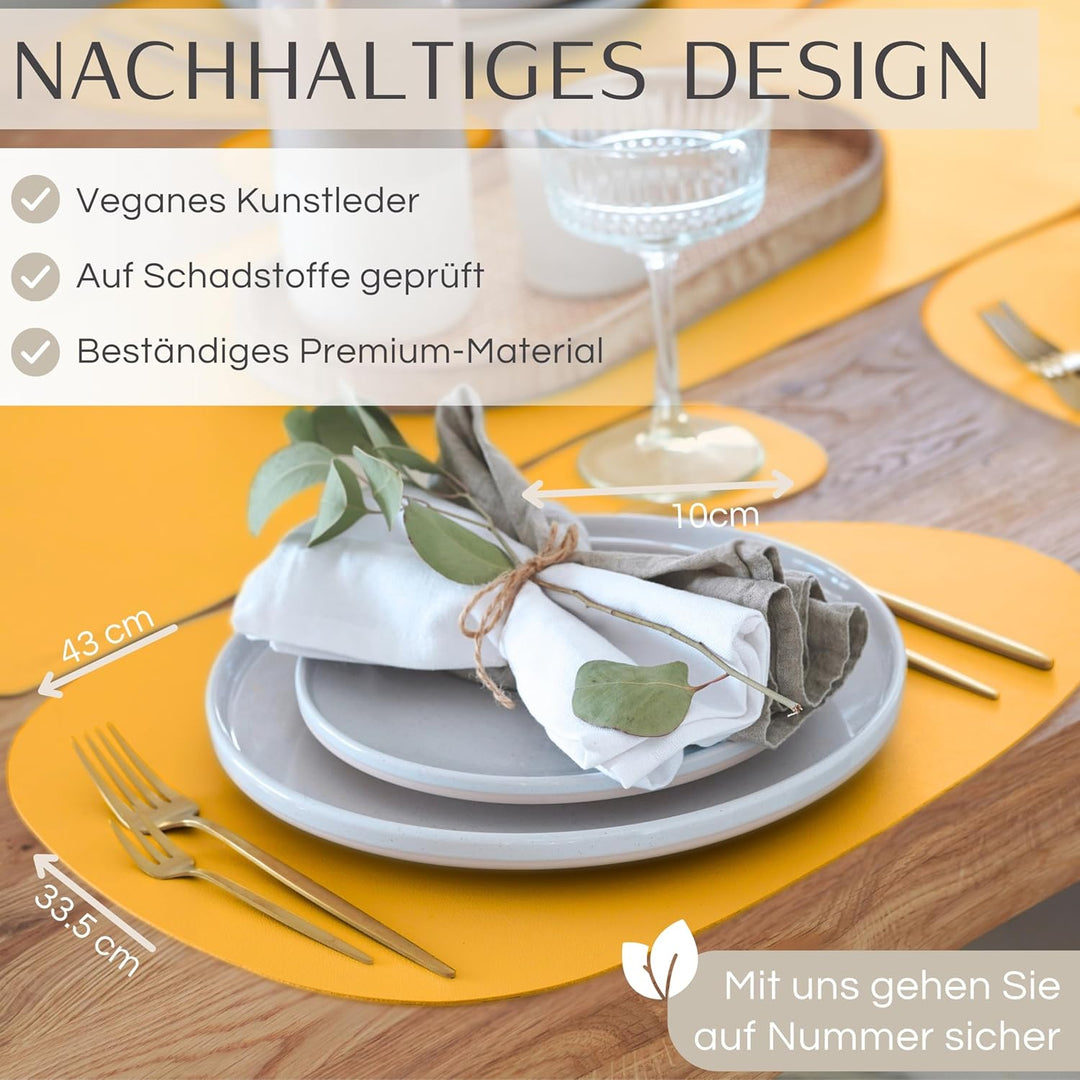 Mahewa® 6er Set Premium Tischset aus Kunstleder - Platzset abwaschbar und wasserdicht - Platzdeckche