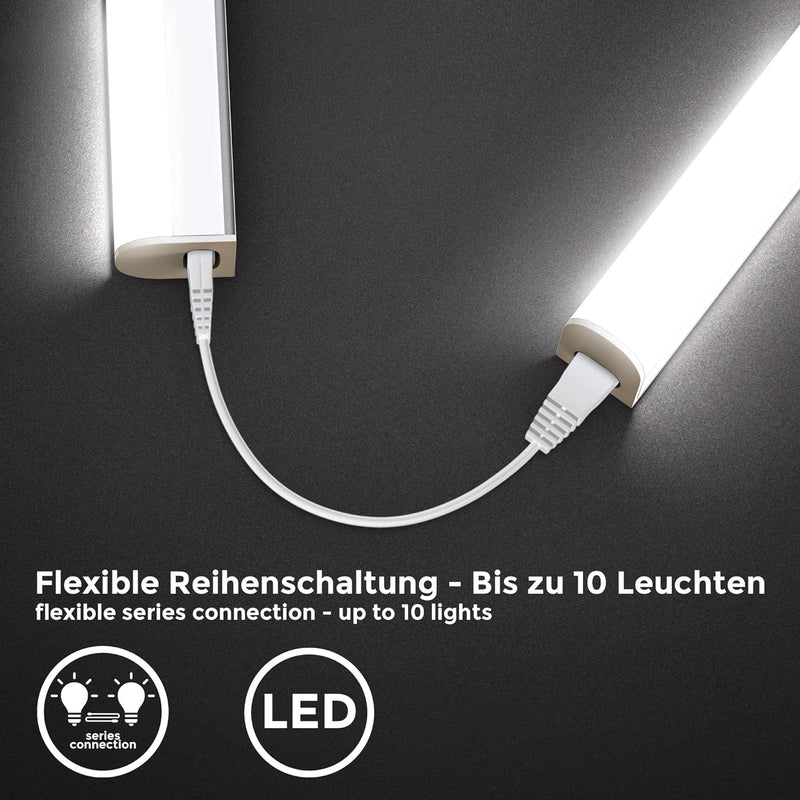 B.K.Licht - 2er Set LED Leiste mit Ein-Ausschalter, neutralweisse Lichtfarbe, erweiterbar, Unterbaul