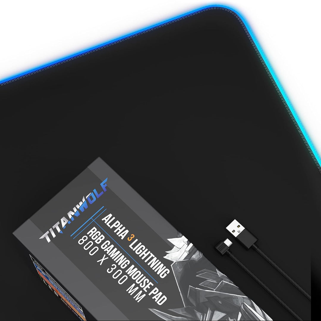 CSL-Computer Titanwolf - RGB Gaming Mauspad - led Schreibtischunterlage - 800x300 mm - XXL Mousepad