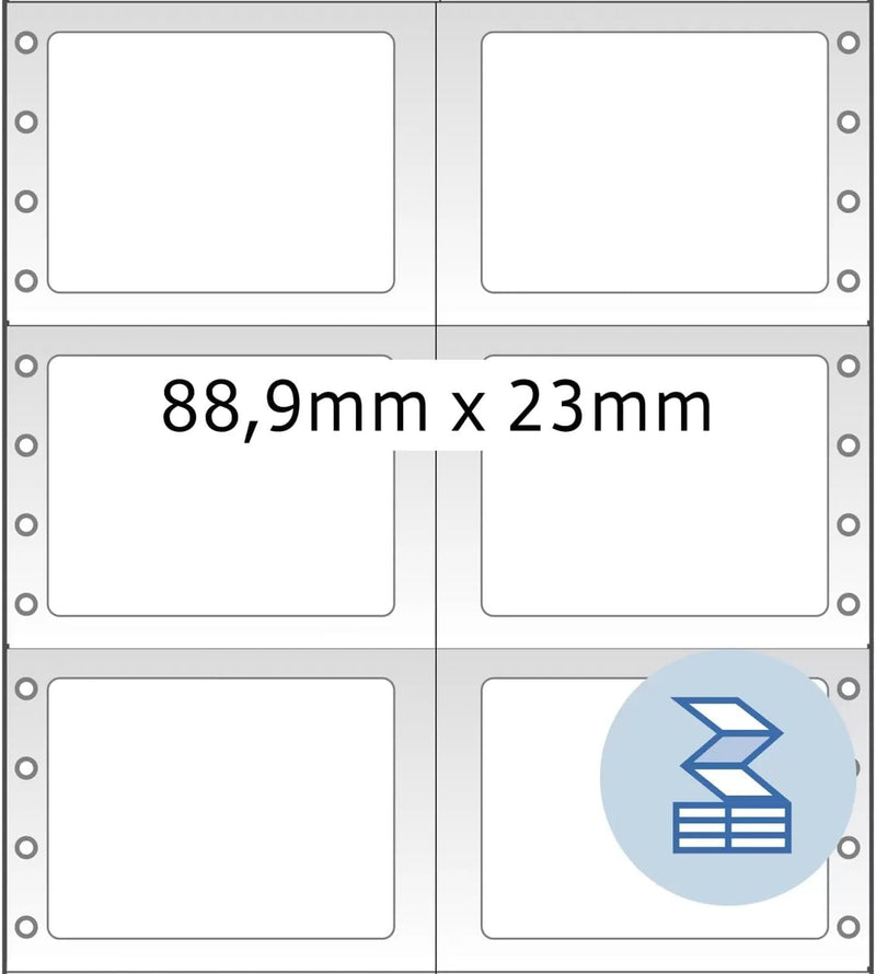 HERMA 8221 Computeretiketten endlos, 88,9 x 23,0 mm, 2-bahnig, 12000 Aufkleber, selbstklebend, Endlo