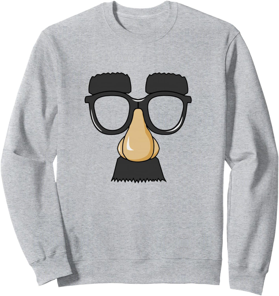 Lustige Maske Brille Nase & Schnurrbart Verkleidung Sweatshirt