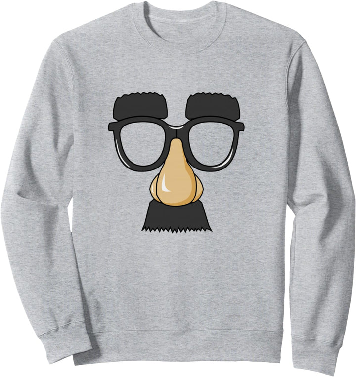Lustige Maske Brille Nase & Schnurrbart Verkleidung Sweatshirt