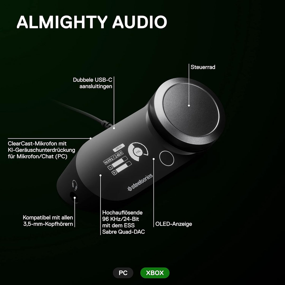 SteelSeries GameDAC Gen 2 (Xbox) Hi-Res-Audio-Verstärker – ESS Sabre Quad-DAC – KI-gestützte Geräusc