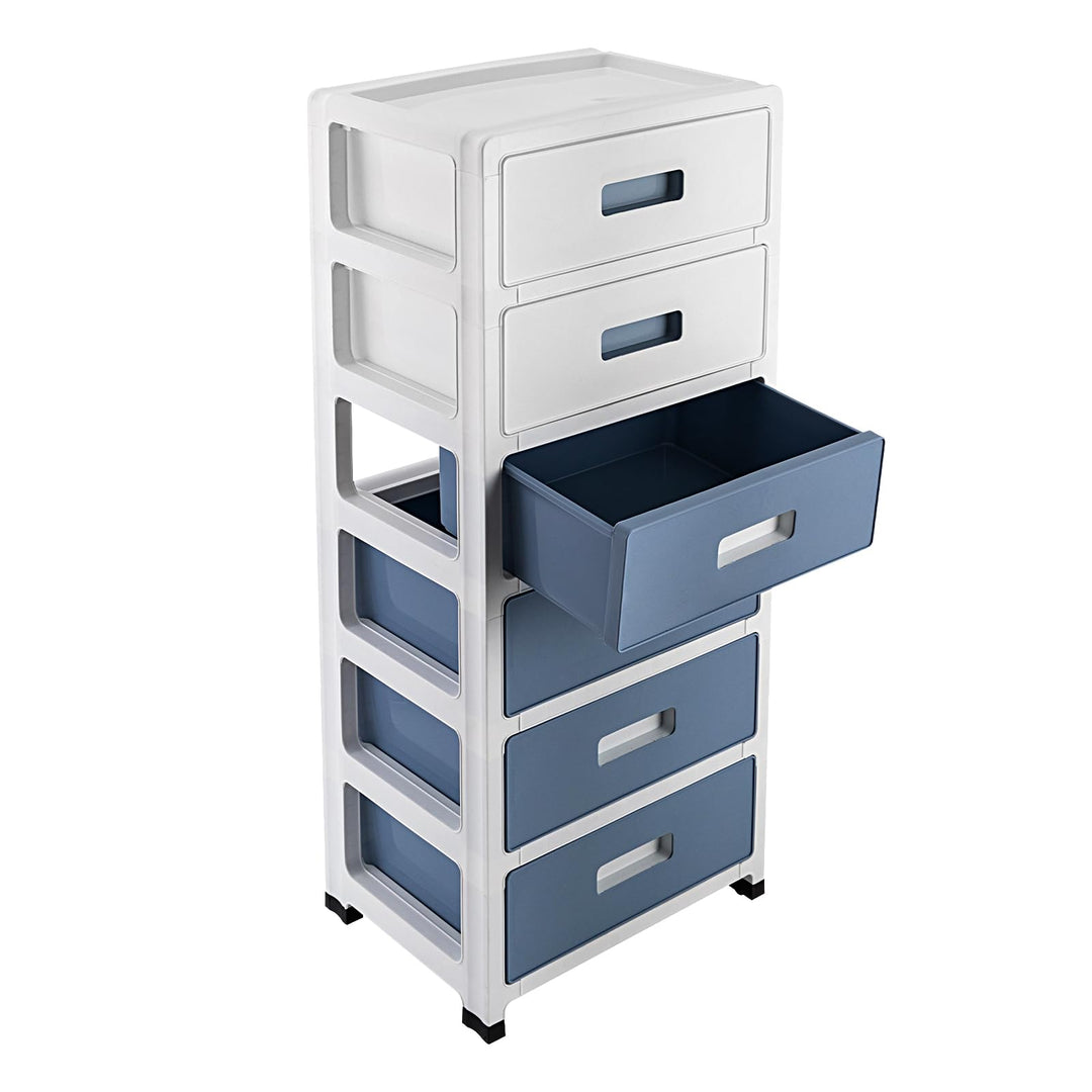 Schubladen aus Kunststoff, 6 Schublade Rollwagen 35 * 26 * 83.5cm Schubladenschrank Dresser Storage