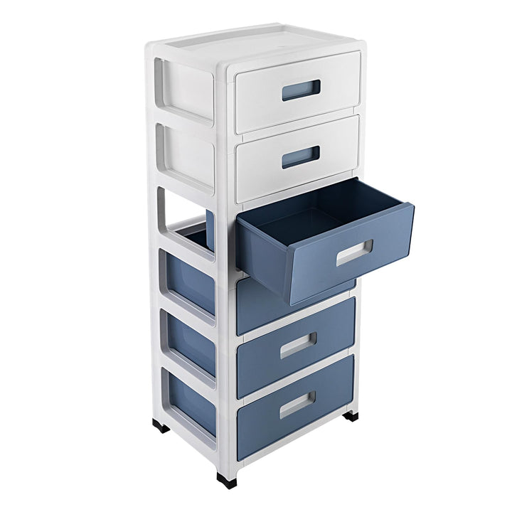 Schubladen aus Kunststoff, 6 Schublade Rollwagen 35 * 26 * 83.5cm Schubladenschrank Dresser Storage