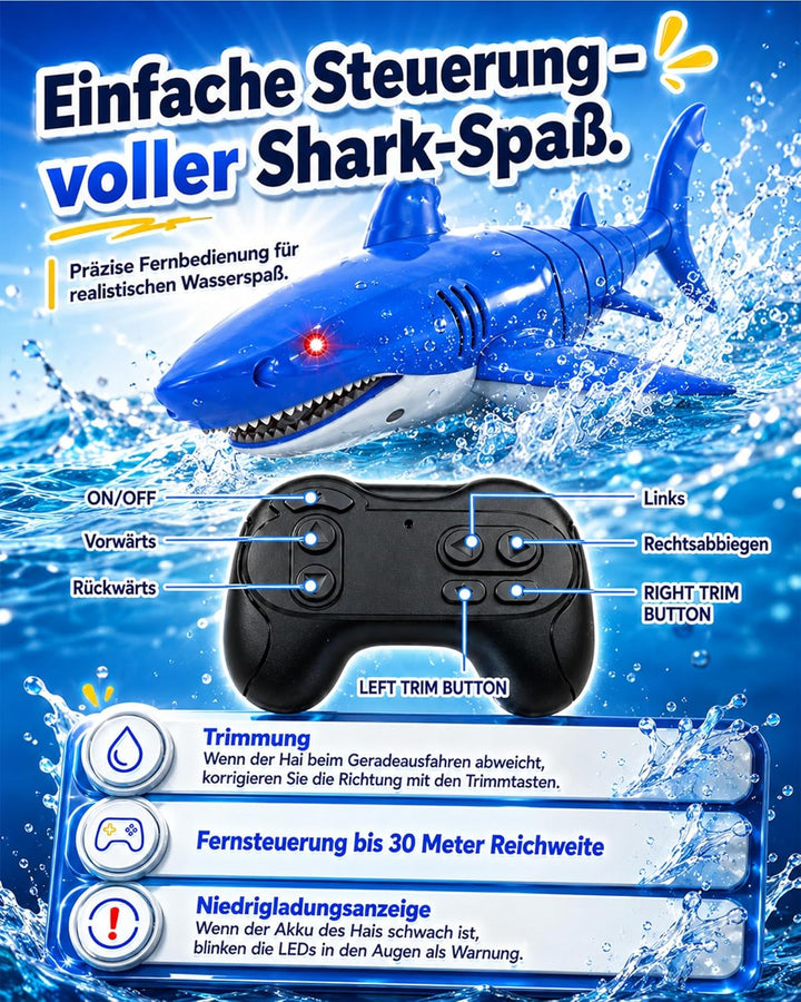 KOKODI Ferngesteuerter Robo-Hai für Kinder ab 3 Jahren – RC Wasserspielzeug mit Licht &amp; Wasserdichte