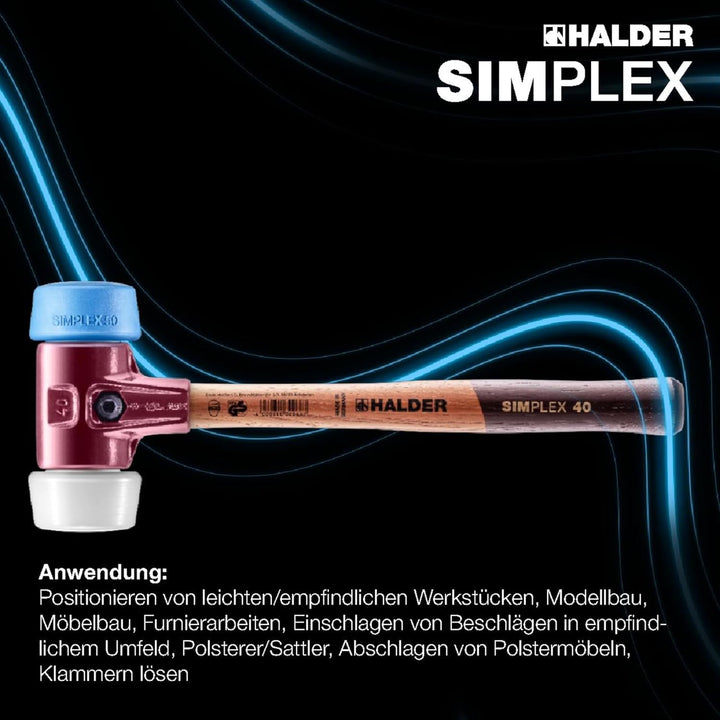Simplex Schonhammer, 50:40, TPE-soft / Superplastik; mit Tempergussgehäuse und hochwertigem Holzstie