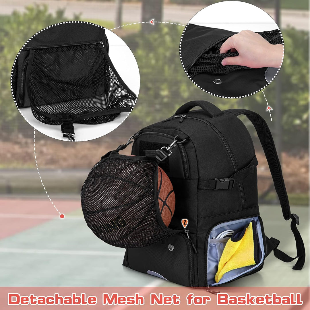 DSLEAF Fussballrucksack, Basketballausrüstungstasche mit separatem, belüftetem Schuhfach für das Tra
