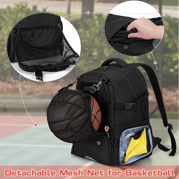 DSLEAF Fussballrucksack, Basketballausrüstungstasche mit separatem, belüftetem Schuhfach für das Tra