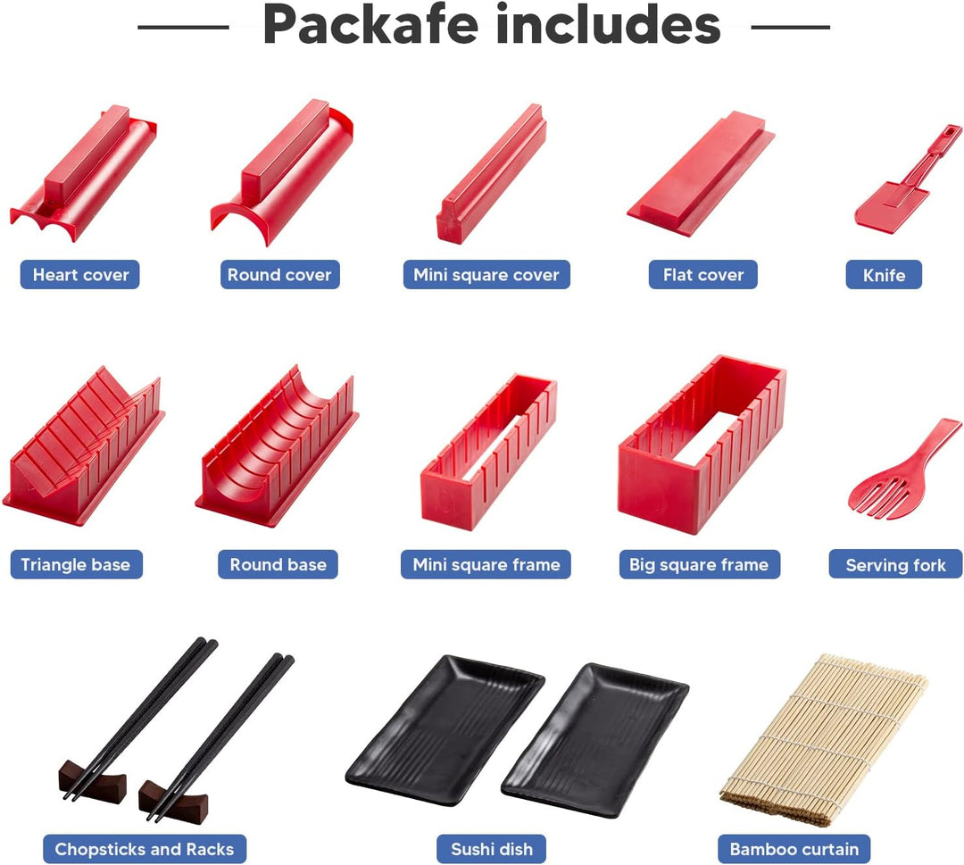Virklyee Sushi Making Kit 17 Stück Sushi-Set Sushi Form Set Mehrere Formen DIY Sushi Selbst Machen S