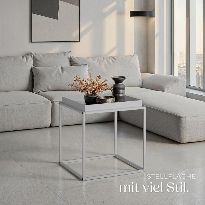 tectake® Metall Beistelltisch, Couchtisch, Nachttisch, Beistelltisch Couch quadratisch, stapelbar, B