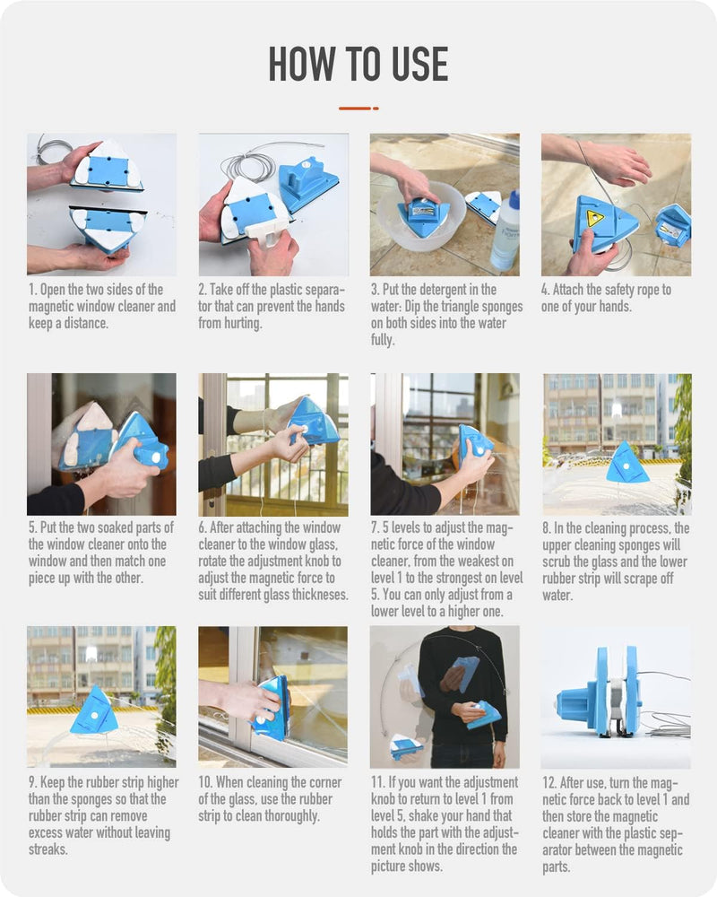 Double Side Magnetic Fensterreiniger, Einstellbare Magnetic Double Window Glas Wischer Segelflugzeug