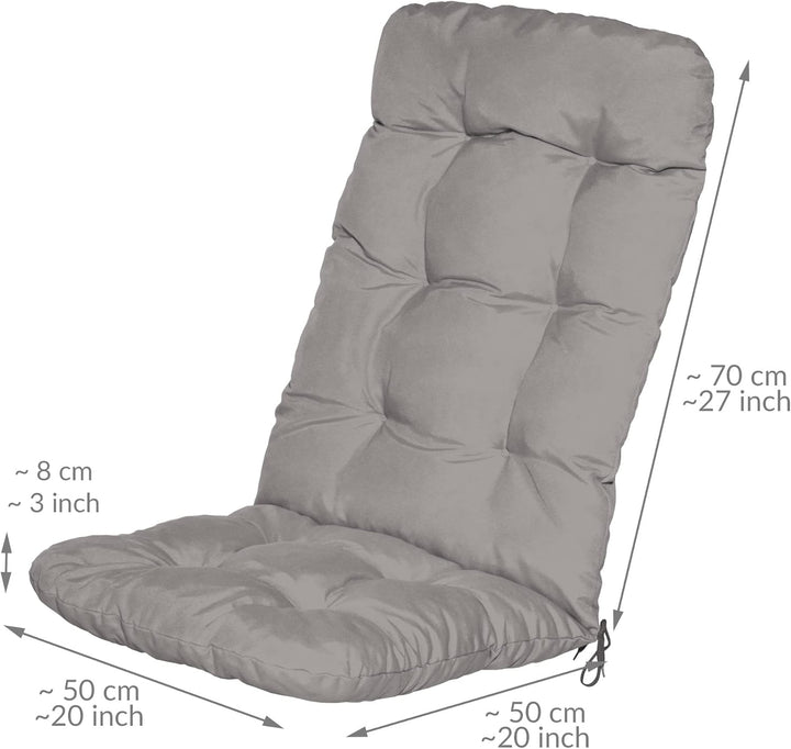 Beautissu 2er Set Hochlehner Auflagen 120x50x8cm - Sitzpolster Set für Gartenstühle Outdoor Stuhlkis