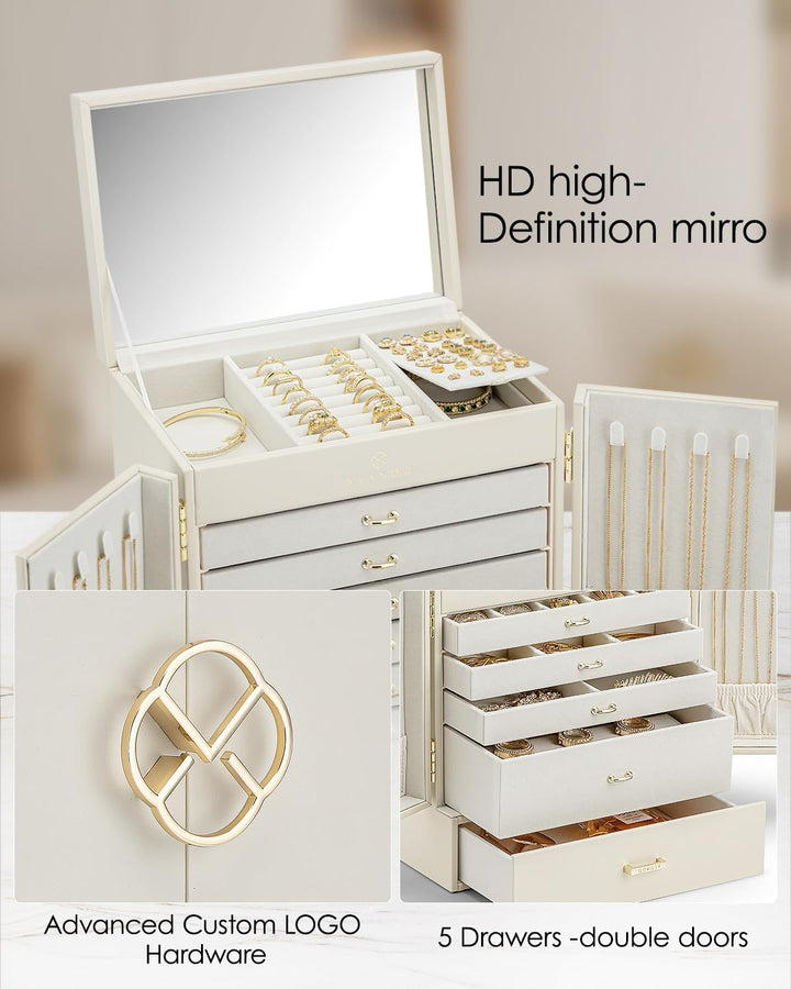 Vlando Schmuckkasten Gross, Französisches Schmuckkästchen 6 Ebenen, Schmuck Organizers Gross XXL mit
