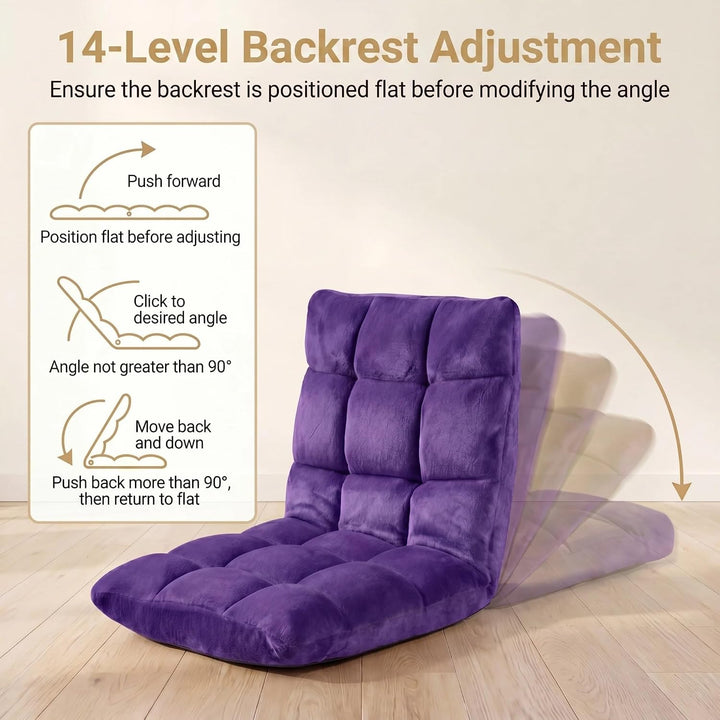 RELAX4LIFE Bodenstuhl klappbar, Bodensessel mit Liegefunktion (Violett) | Bodensitz mit Verstellbare
