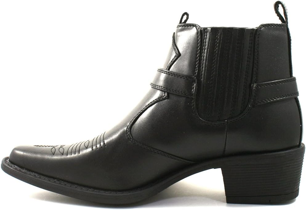 Us Messing Cuban Heel Steigbügel Western Kuh Stiefel 44 EU Schwarz, 44 EU Schwarz