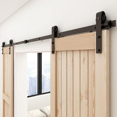 CCJH 8FT/246cm Schiebetürbeschlag Set Laufschienen für Schiebetür Hängeschiene Schiebetürsystem für